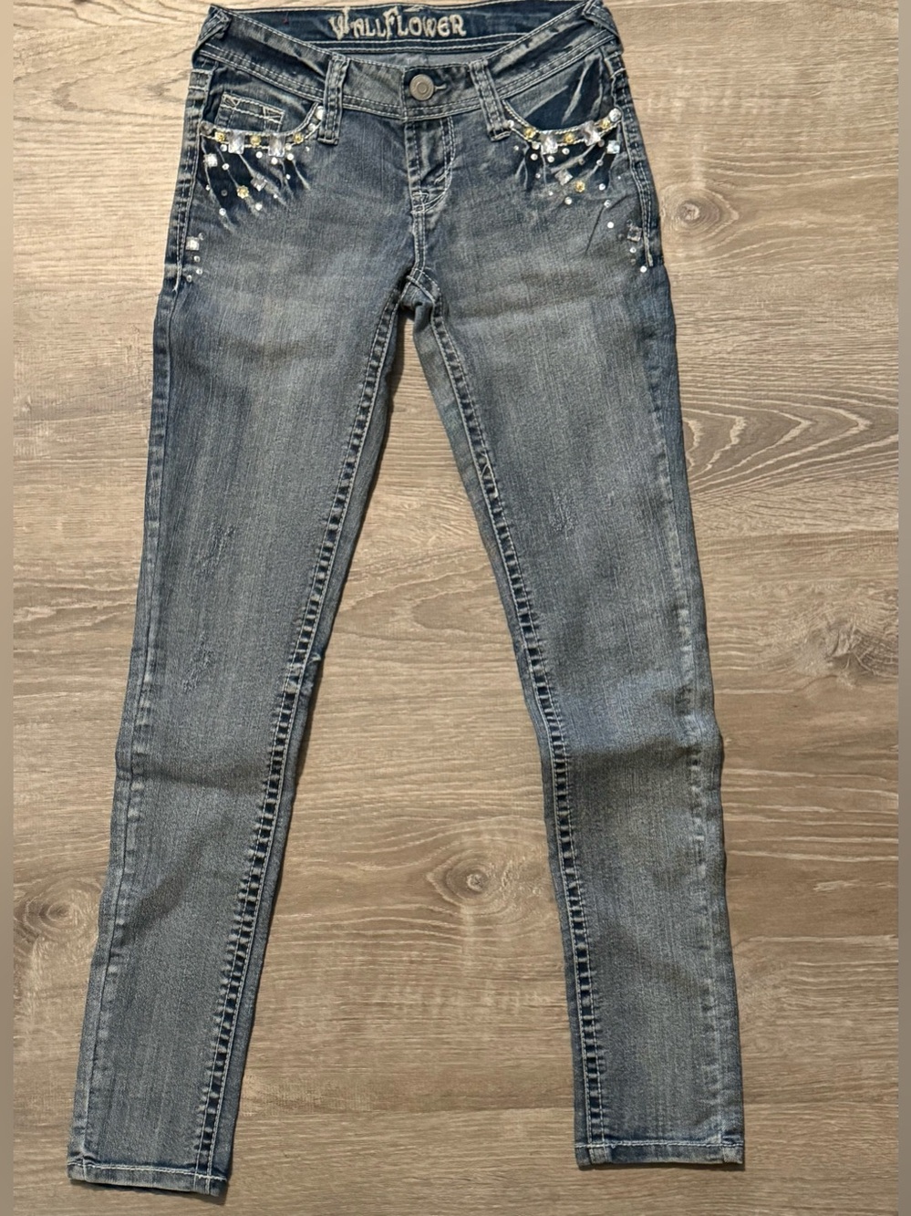 Wallflower Rhinestone Jewel Bling Blue Jeans